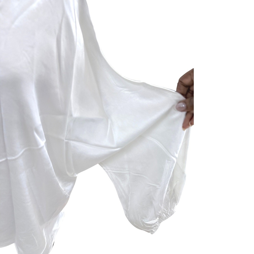 Gold Hawk Top Womens One Shoulder Long Sleeve Satin White Oversized Size M NEW - Picture 10 of 10